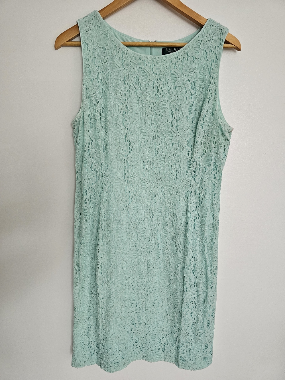Lauren Ralph Lauren Mint Lace Sheath Dress Size 14 Cotton Blend